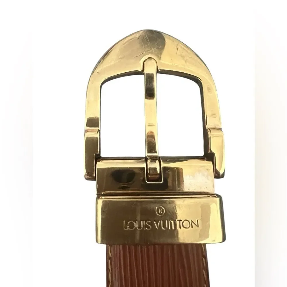 Louis Vuitton Brown Belt with Gold Buckle